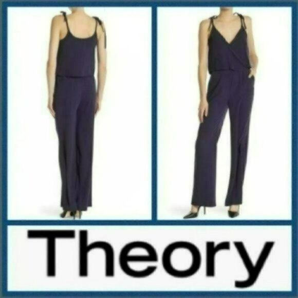 MSRP $355 Theory Odila Blue Jumpsuit Women's Size 00 - Picture 1 of 8